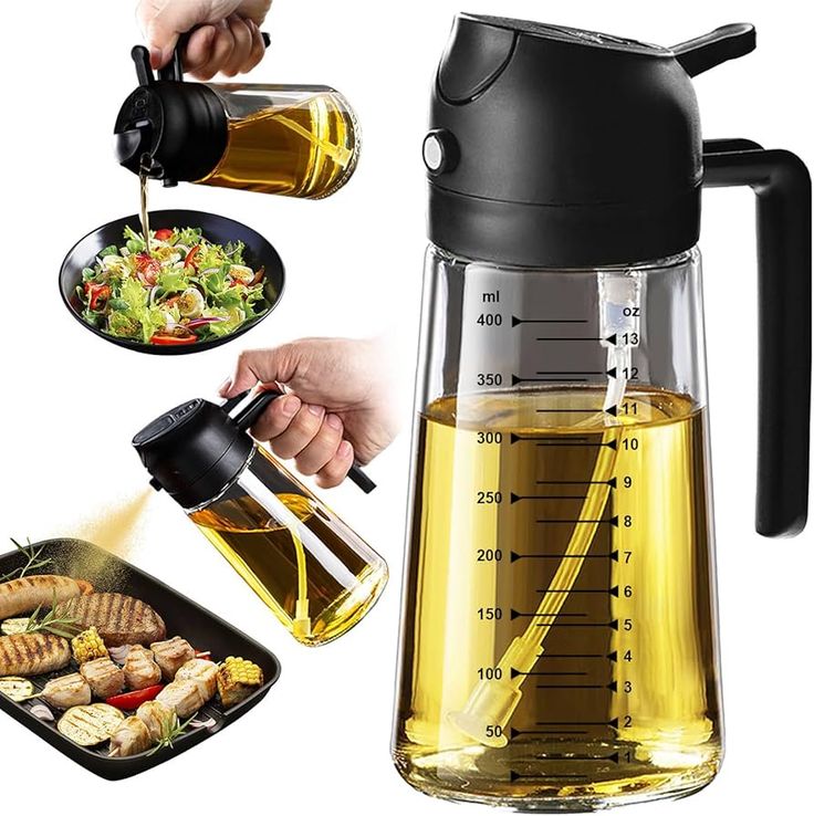 2-in-1 Oil Spray & Pour Jug – Dual Function Glass Oil Dispenser - 30% OFF Limited Offer
